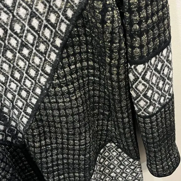2bRYCH VTG Artzy Argyle Diamond Pattern Black Gold Wool Cardigan Sweater‎ Coat S