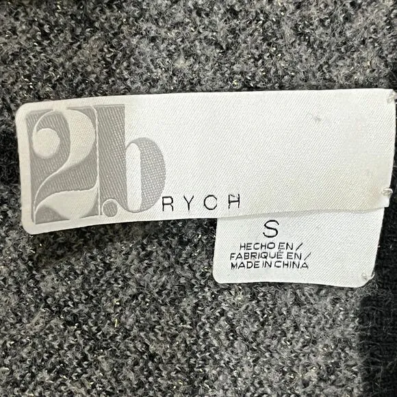 2bRYCH VTG Artzy Argyle Diamond Pattern Black Gold Wool Cardigan Sweater‎ Coat S