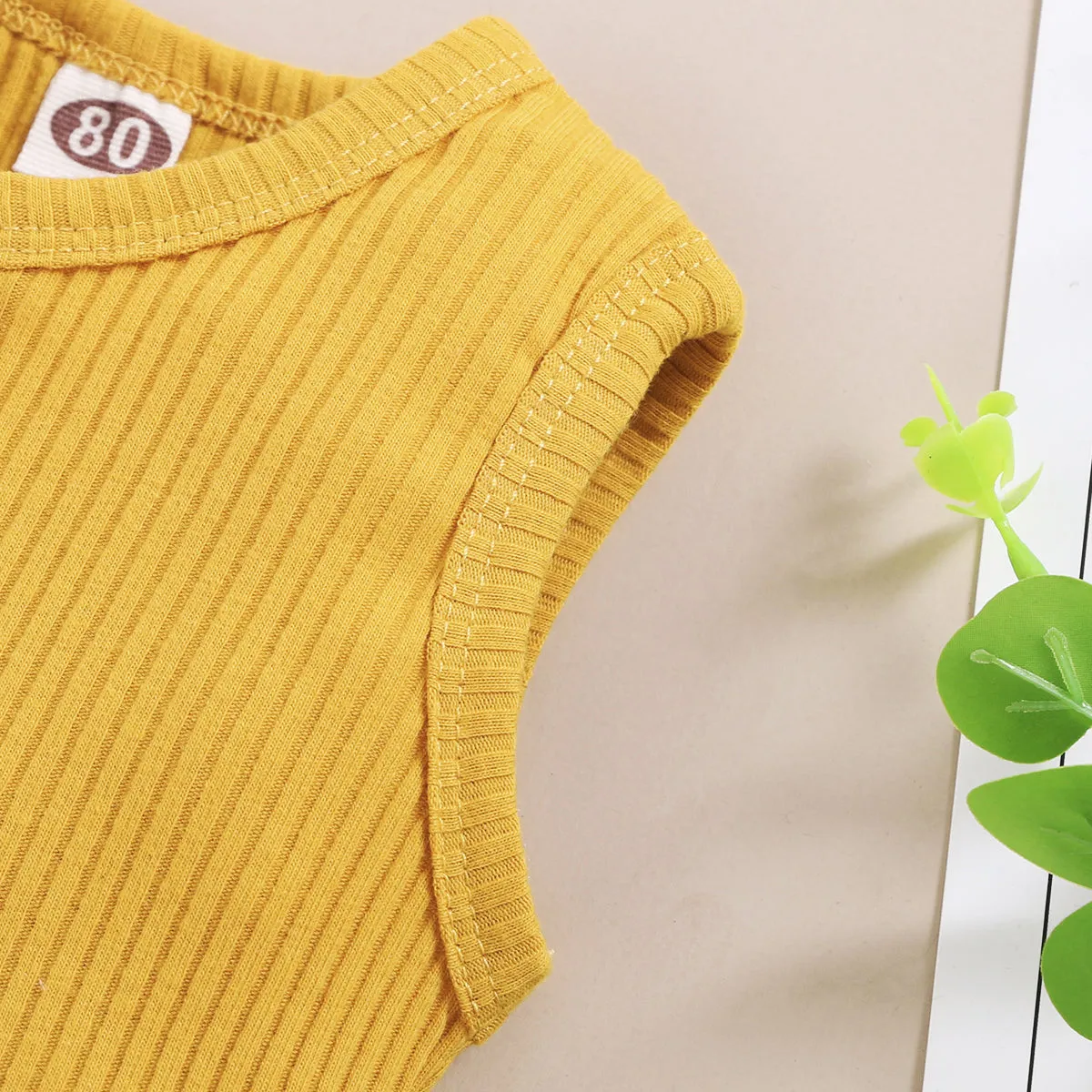 2Pcs Baby Toddler Boys Girls Solid Sleeveless Button Vest Tops and shorts Outfits Set