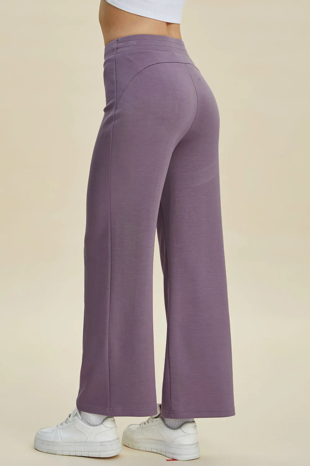 Air Scuba Drawstring Wide Leg Pants- 4 Colors (Mauve, Blue, Moonlit, Black)