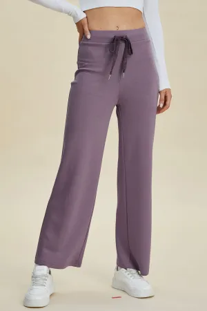 Air Scuba Drawstring Wide Leg Pants- 4 Colors (Mauve, Blue, Moonlit, Black)