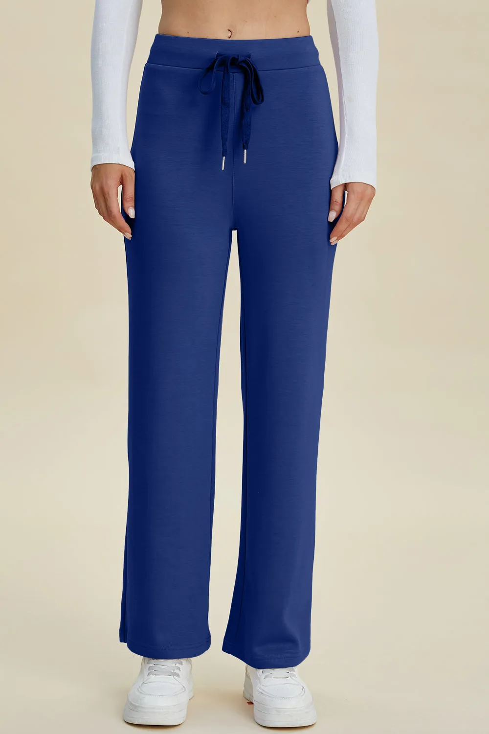 Air Scuba Drawstring Wide Leg Pants- 4 Colors (Mauve, Blue, Moonlit, Black)