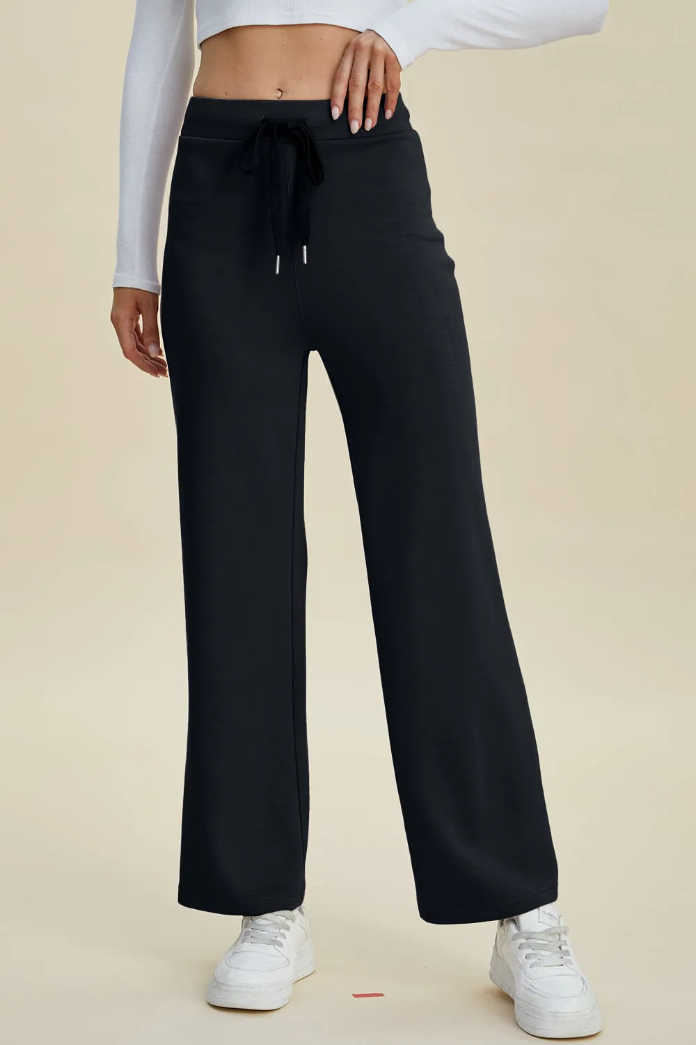 Air Scuba Drawstring Wide Leg Pants- 4 Colors (Mauve, Blue, Moonlit, Black)