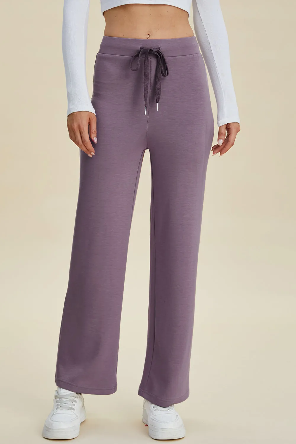 Air Scuba Drawstring Wide Leg Pants- 4 Colors (Mauve, Blue, Moonlit, Black)