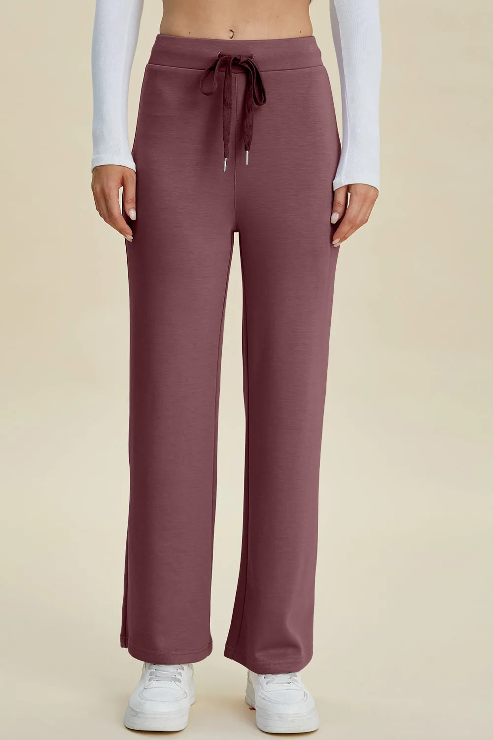 Air Scuba Drawstring Wide Leg Pants- 4 Colors (Mauve, Blue, Moonlit, Black)