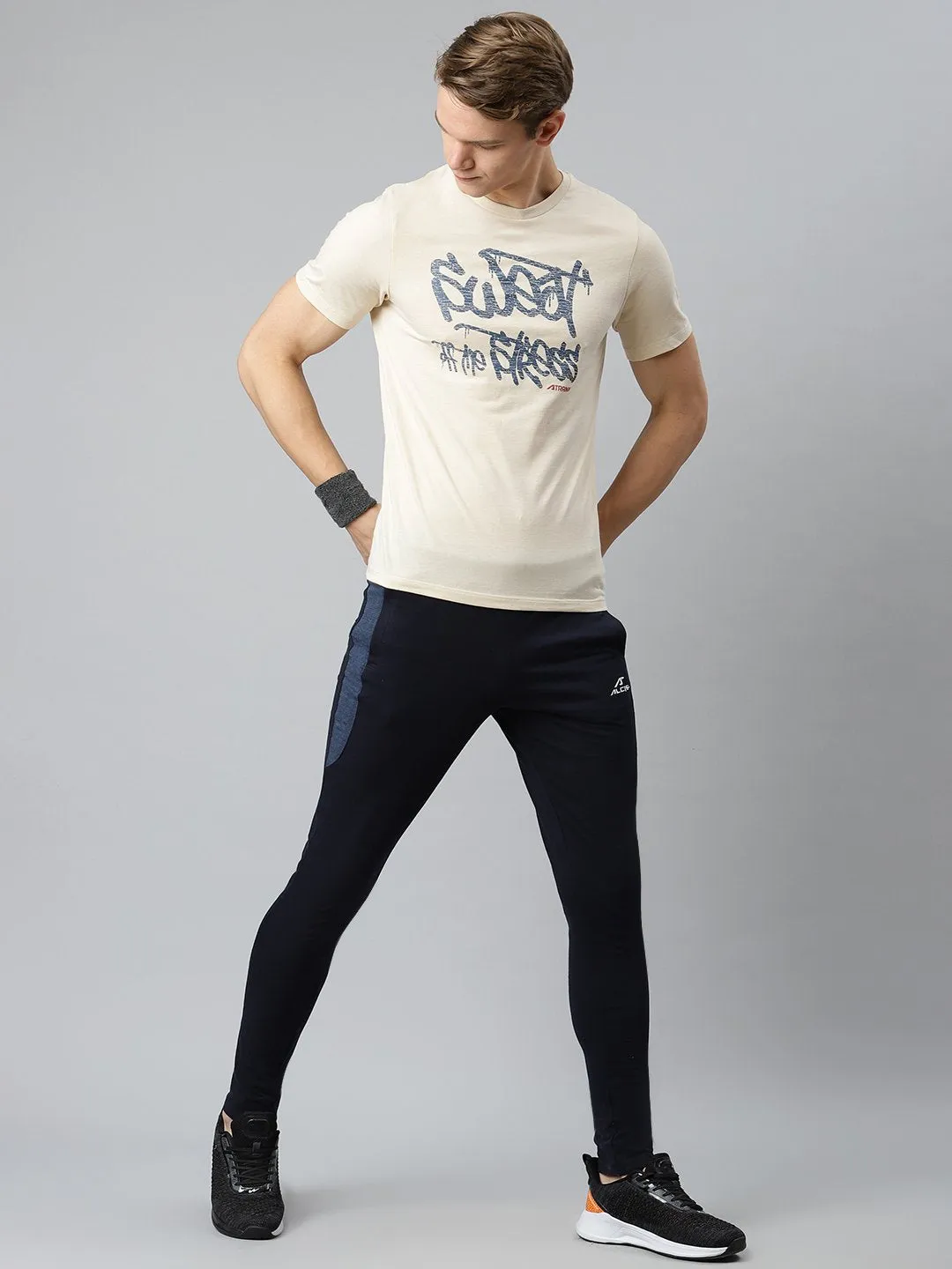 Alcis Men Navy Blue Slim Fit Solid Track Pants