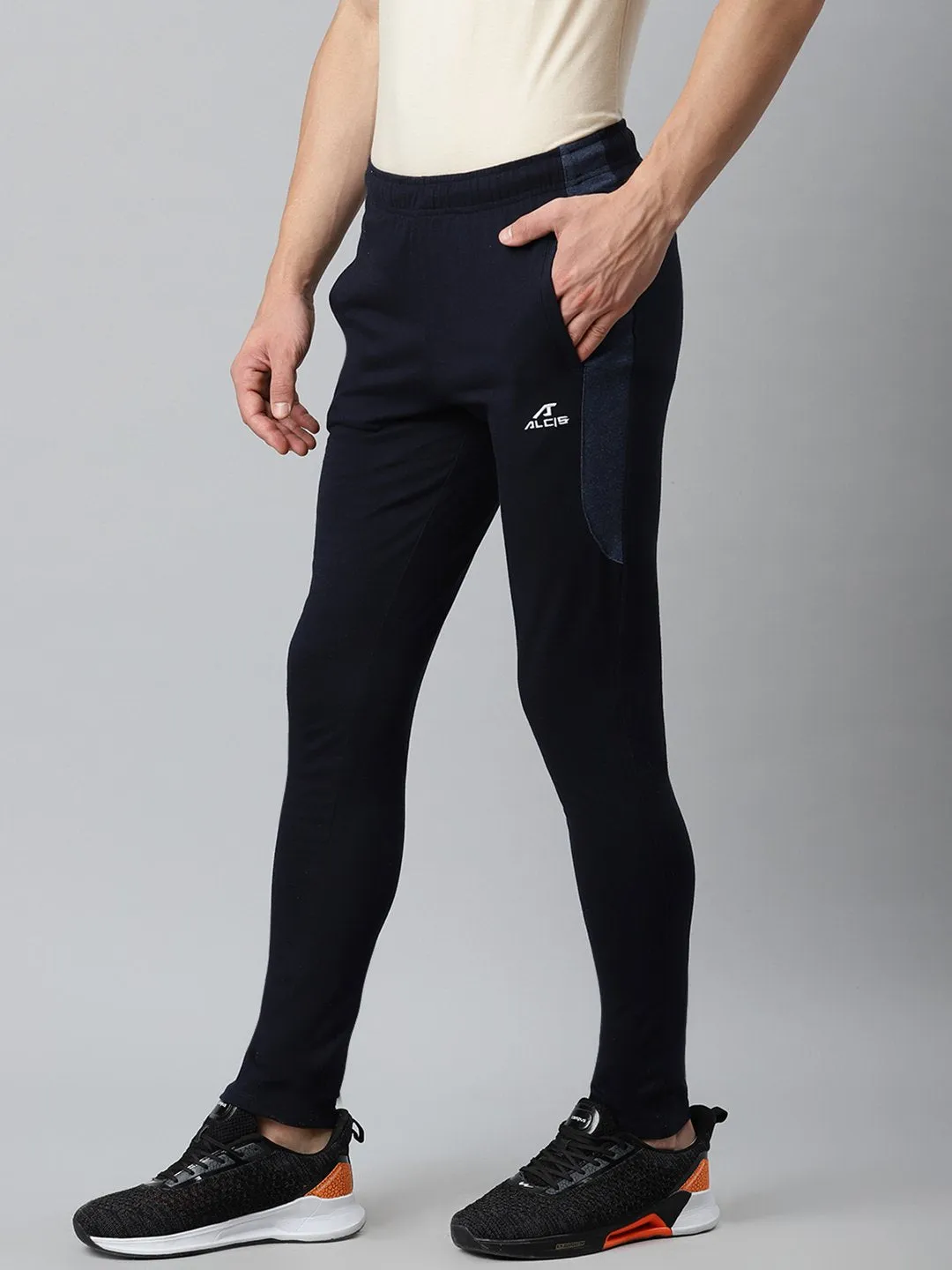 Alcis Men Navy Blue Slim Fit Solid Track Pants