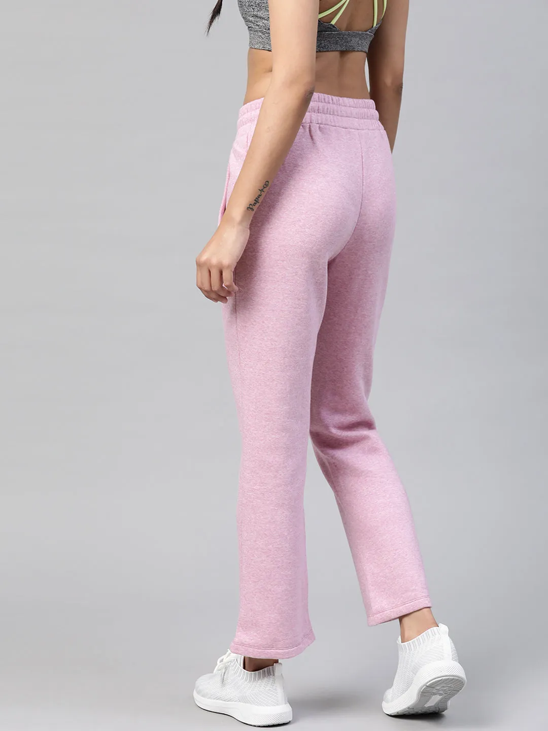 Alcis Women Lavender Slim Fit Solid Knitted Track Pants