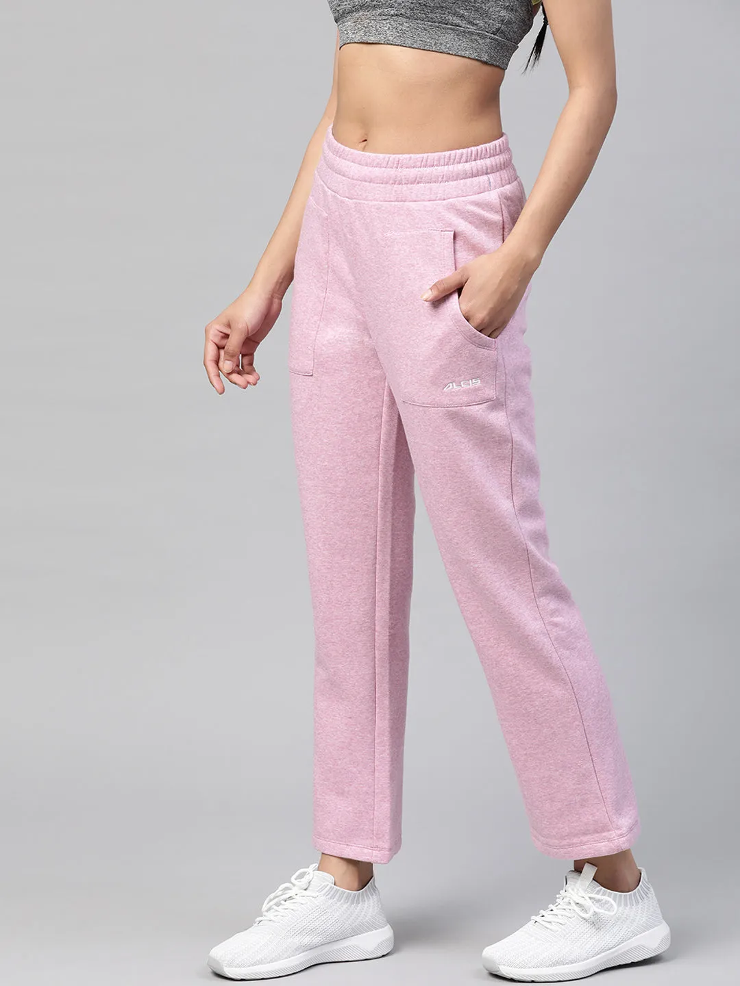 Alcis Women Lavender Slim Fit Solid Knitted Track Pants