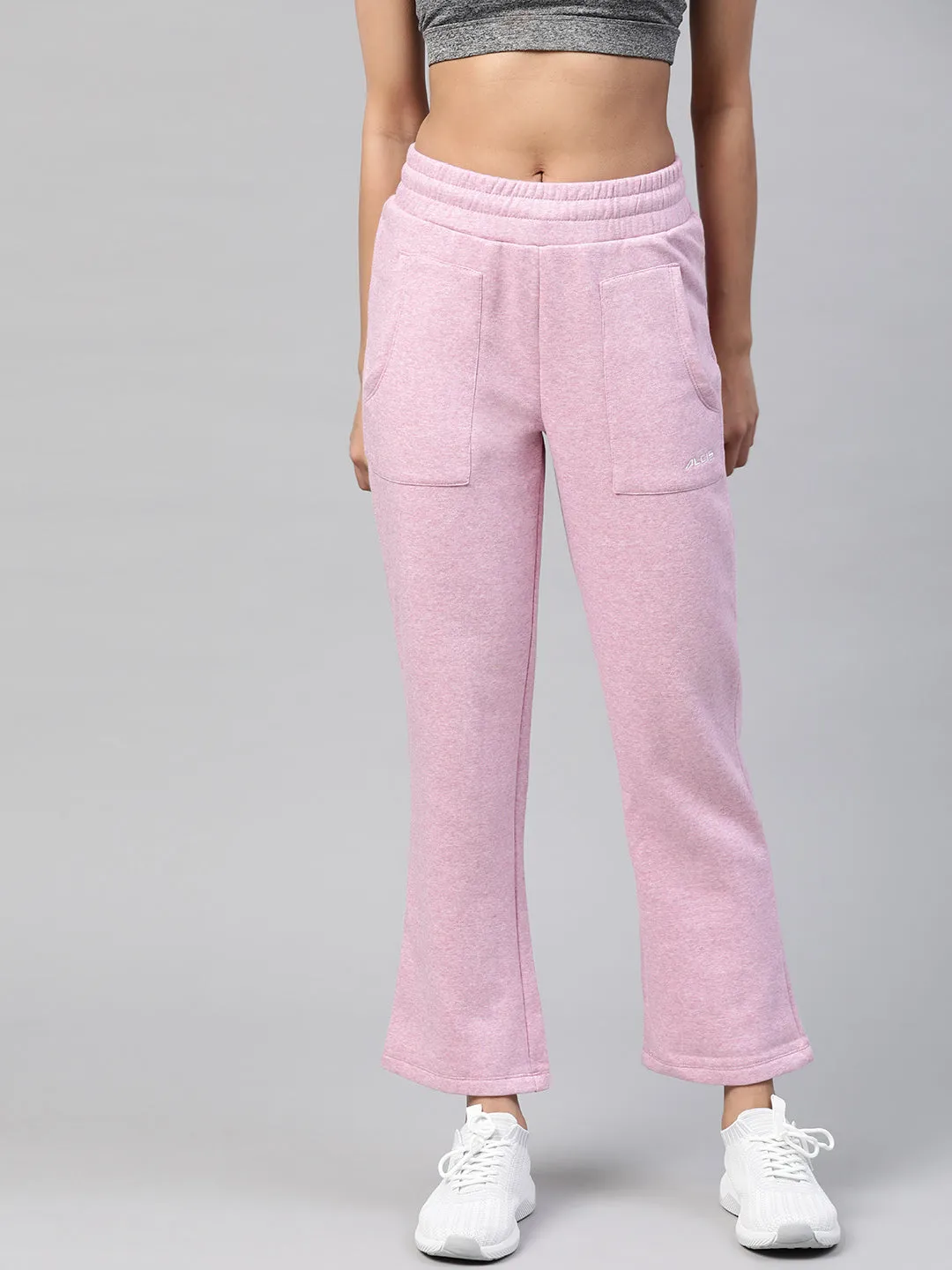 Alcis Women Lavender Slim Fit Solid Knitted Track Pants