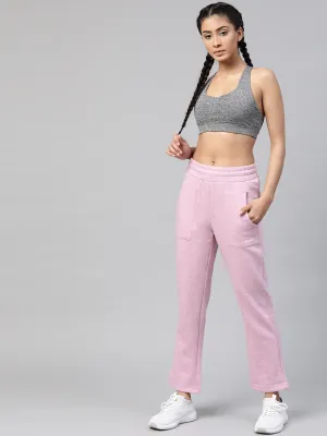 Alcis Women Lavender Slim Fit Solid Knitted Track Pants