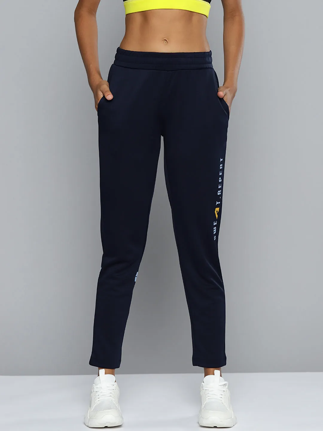 ALCIS Women Navy Blue Solid Track Pants
