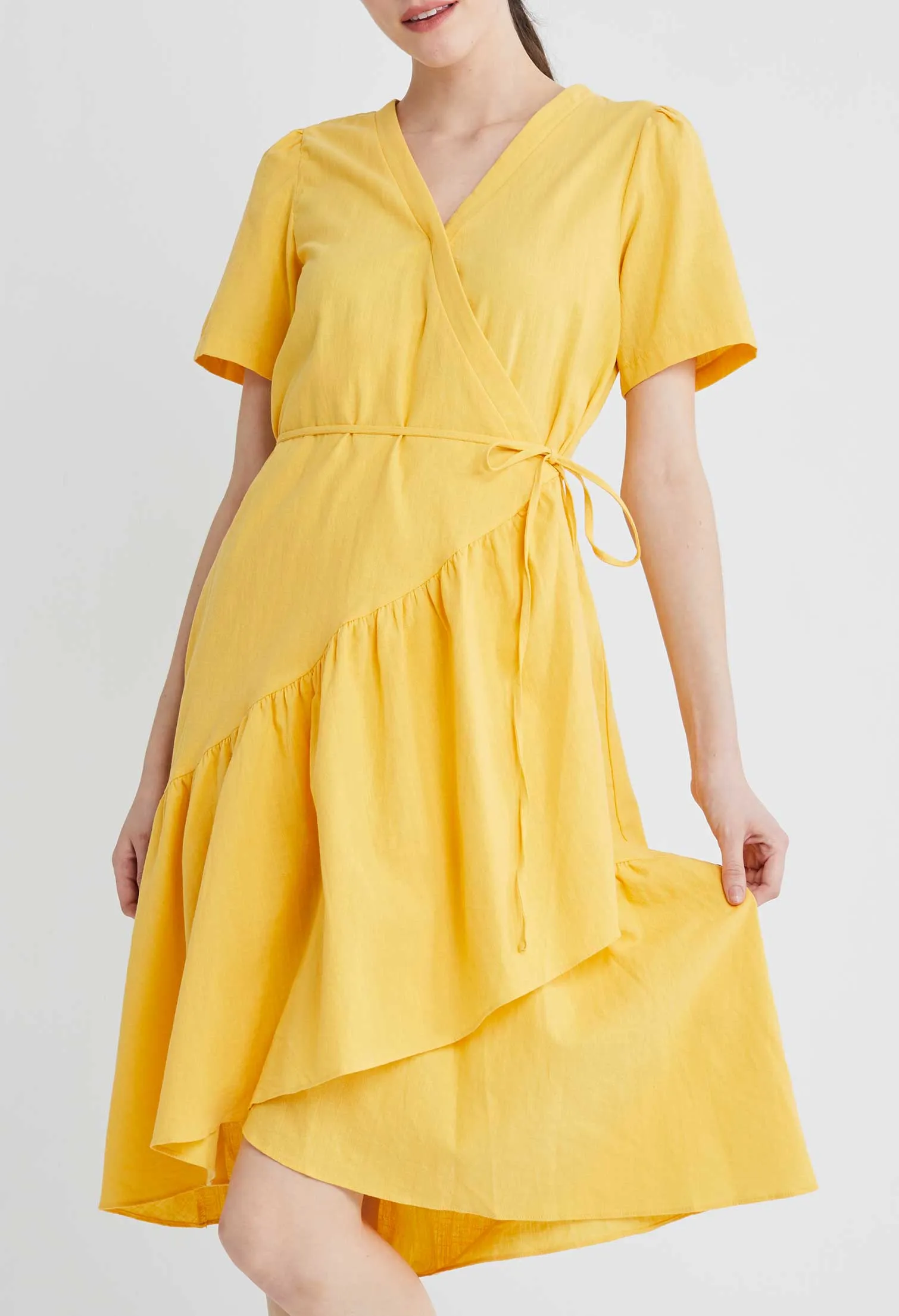 Asymmetrical Wrap Side Tie Dress