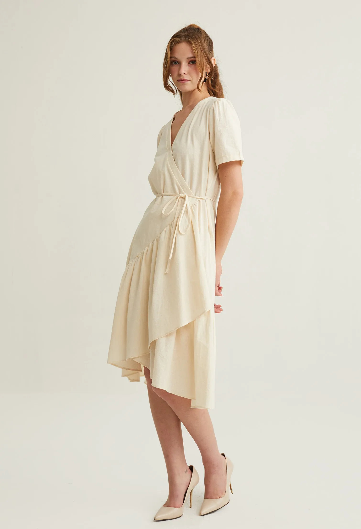 Asymmetrical Wrap Side Tie Dress