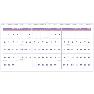 At-A-Glance 3-Month Horizontal Wall Calendar