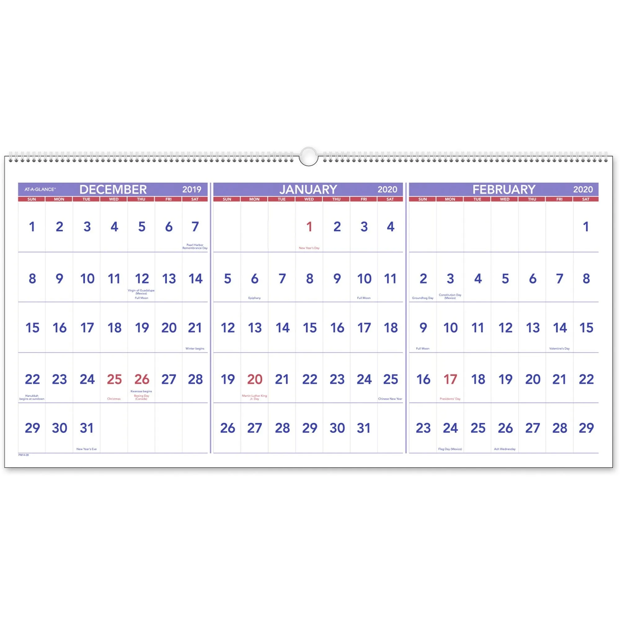 At-A-Glance 3-Month Horizontal Wall Calendar