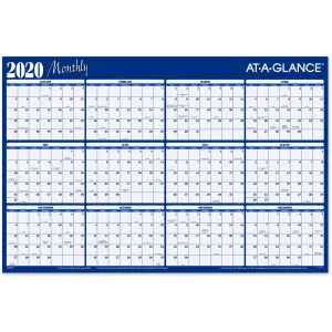 At-A-Glance Erasable/Reversible Horizontal Yearly Wall Planner