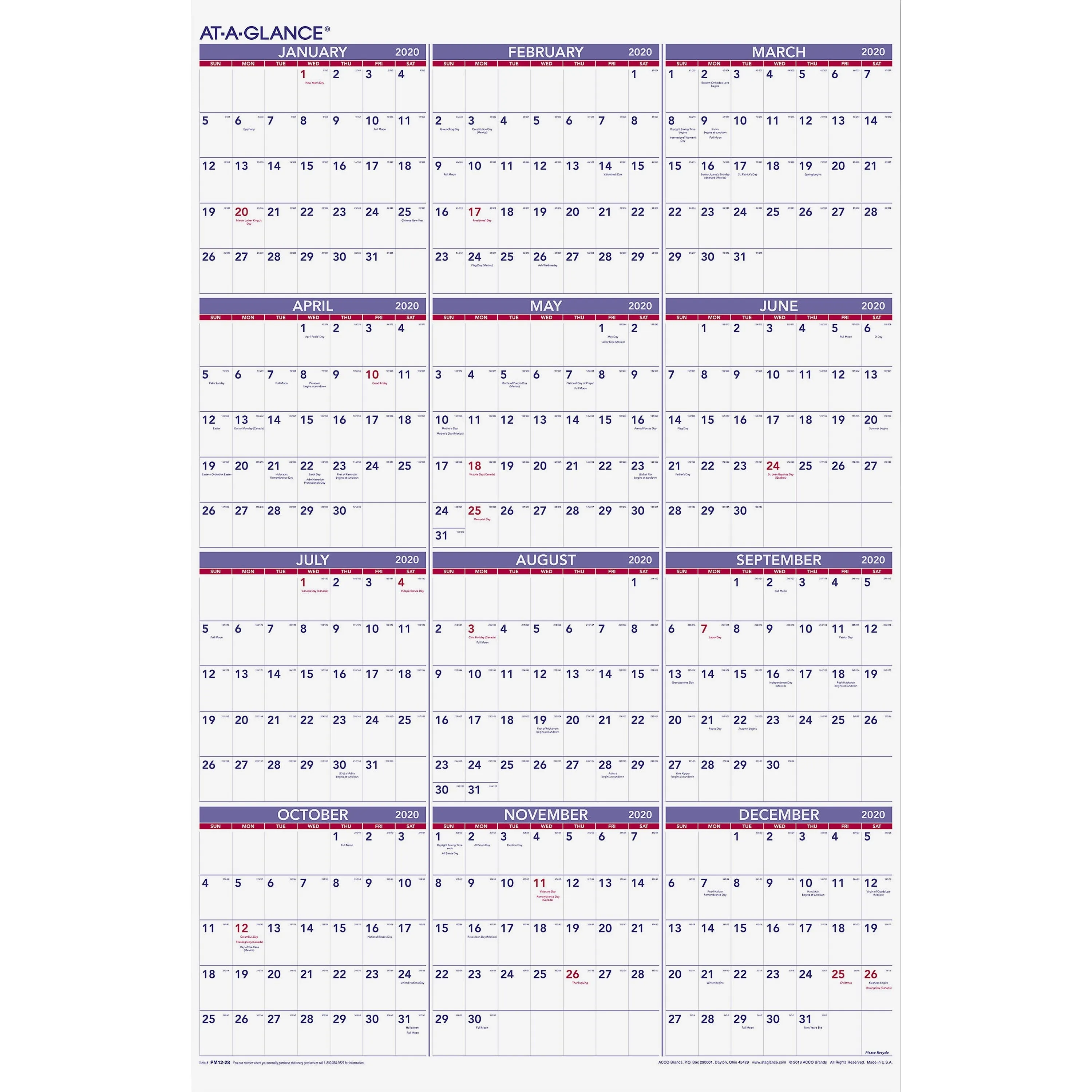At-A-Glance Yearly Wall Calendar