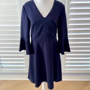 Banana Republic Navy 3/4 Flutter sleeve fit &amp; flare dress size 8