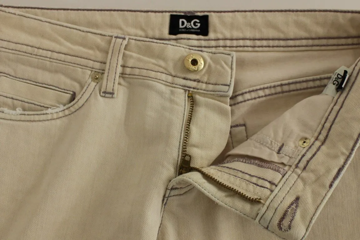 Beige CUTE Cotton Regular Fit Jeans Pants