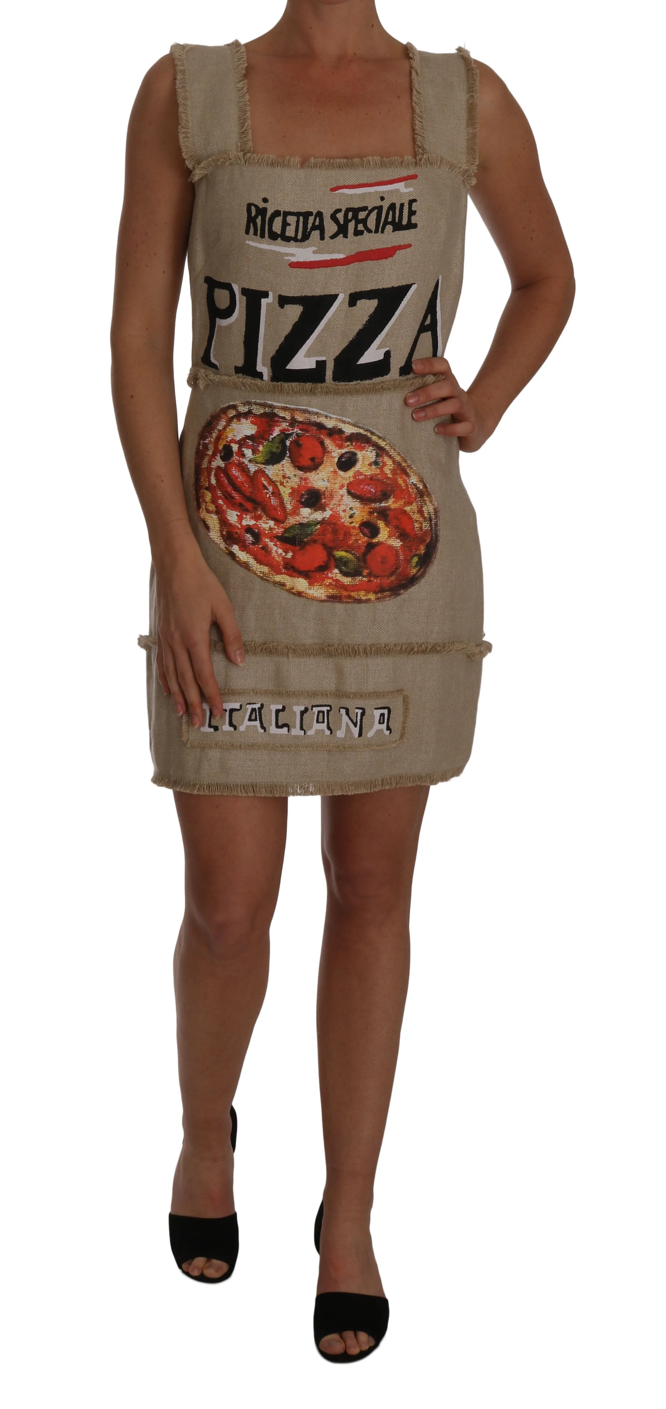 Beige PIZZA Italiana A-line Shift Dress