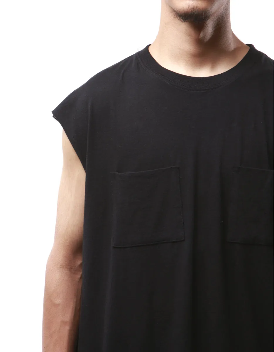 Black Dual Pocket Sleeveless Tee