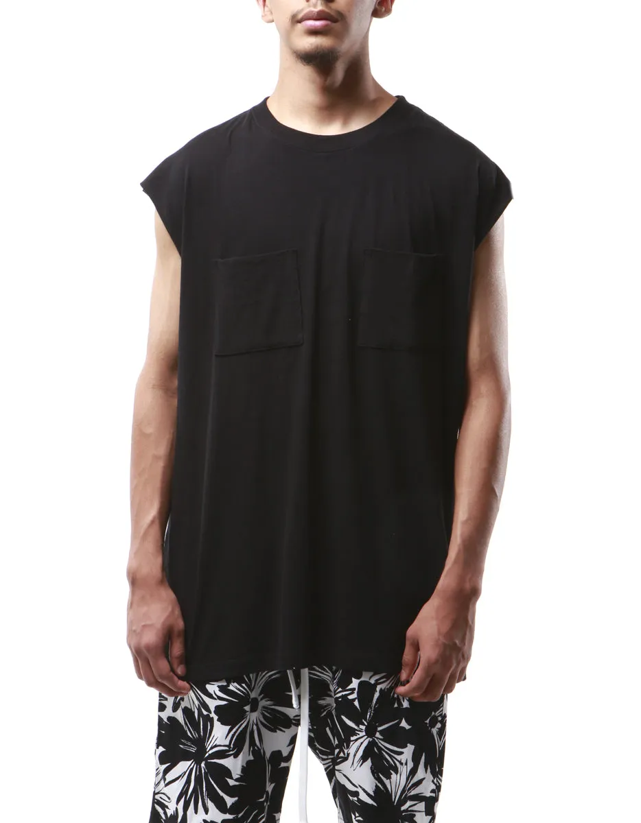 Black Dual Pocket Sleeveless Tee