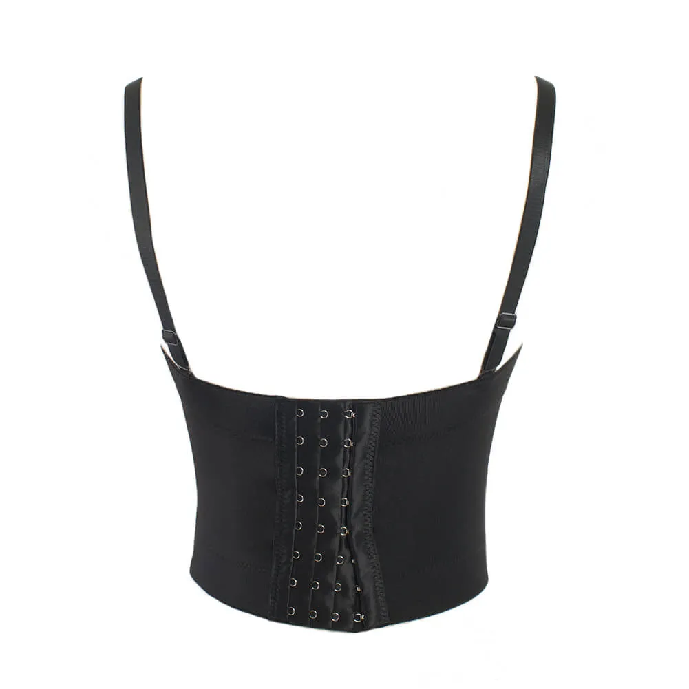 Black PU leather Rivet Women's Bustier Caged Top