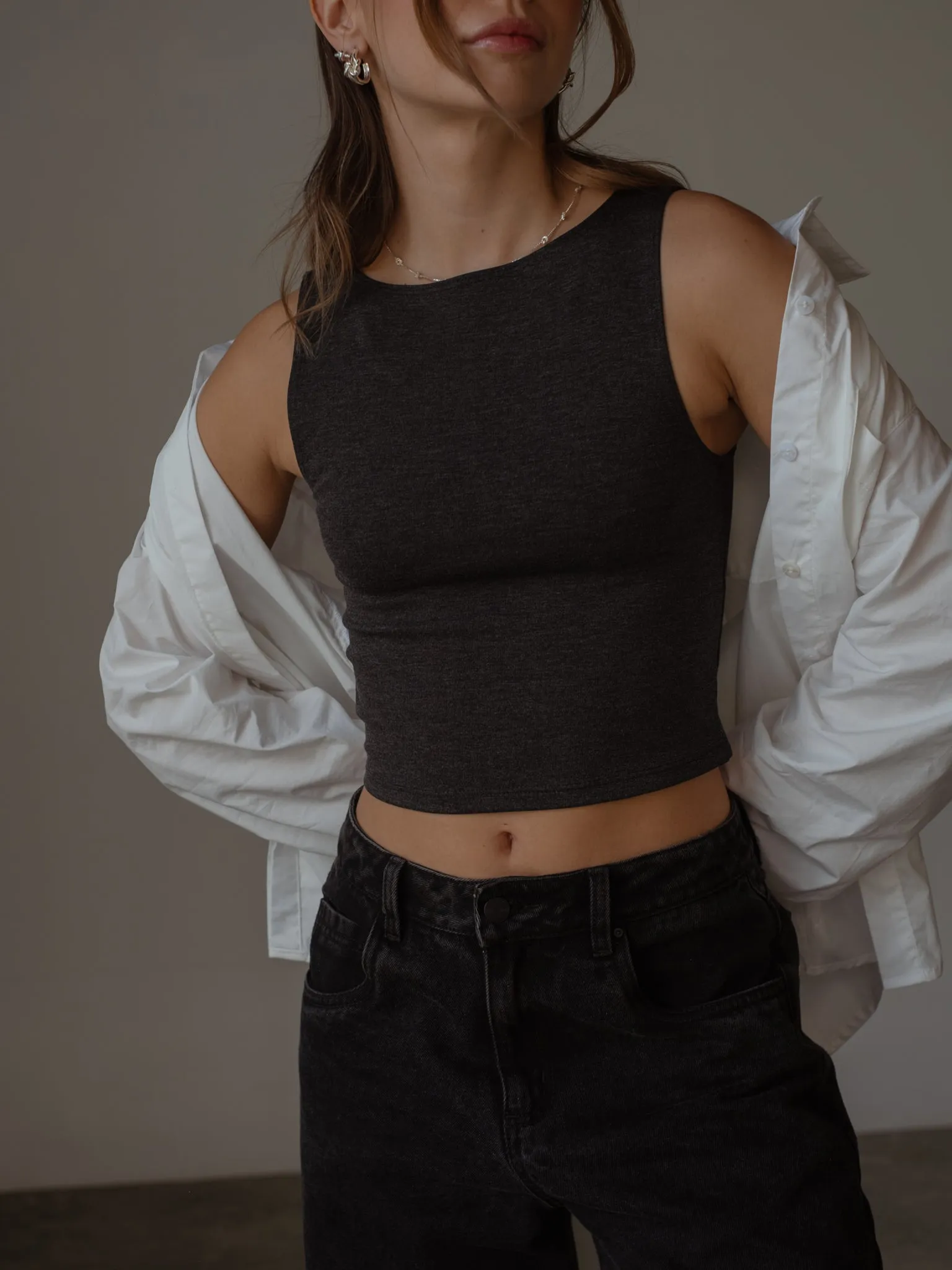 BOAT NECK TOP - GRAFITO GRAY