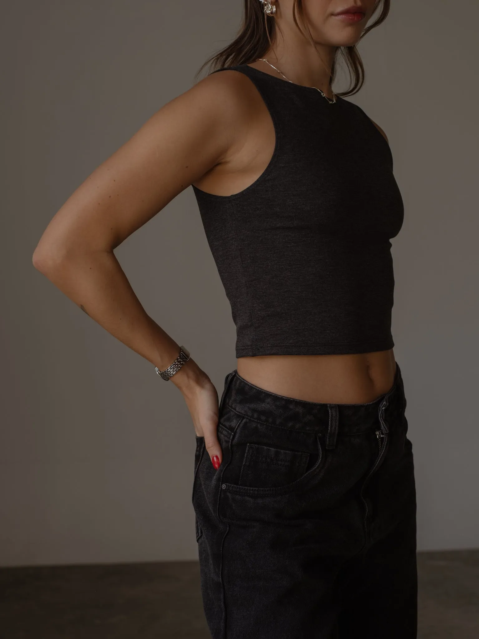 BOAT NECK TOP - GRAFITO GRAY