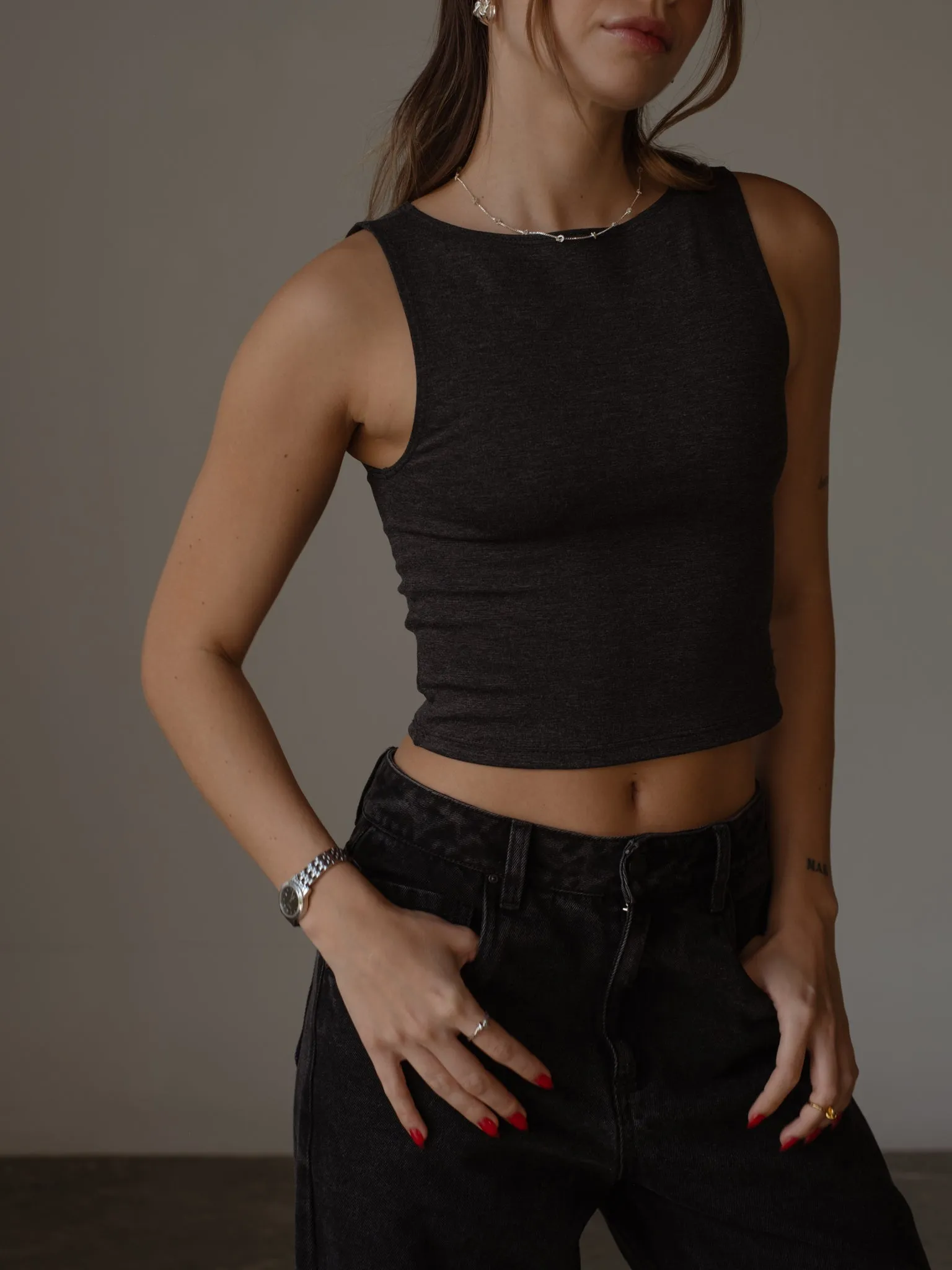 BOAT NECK TOP - GRAFITO GRAY