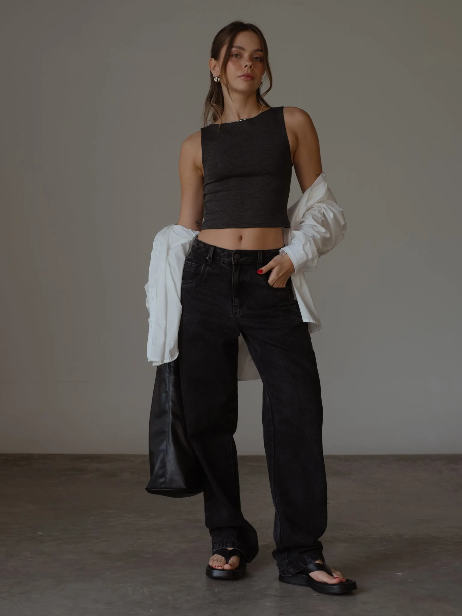 BOAT NECK TOP - GRAFITO GRAY