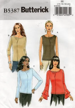 Butterick B5387 Womens Stretch Asymmetric Pullover Tops Out Of Print Sewing Pattern Size 6 - 12 or 14 - 20 UNCUT Factory Folded