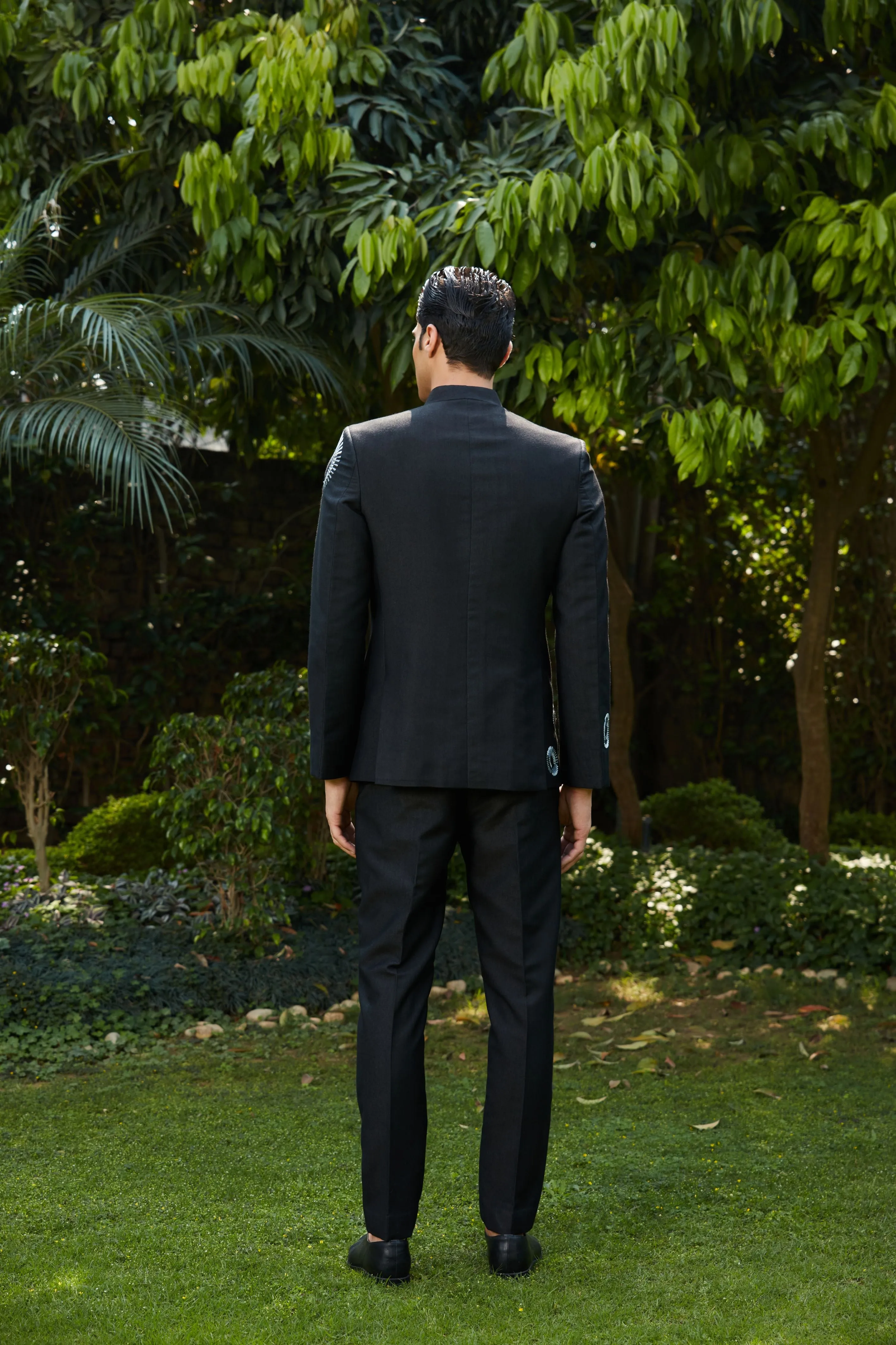Cairo Bandhgala Open Jacket Set with Pants & Collarless Shirt