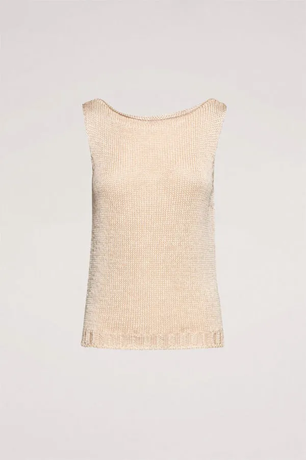 CARETTA BEIGE SLEEVELESS KNIT TOP