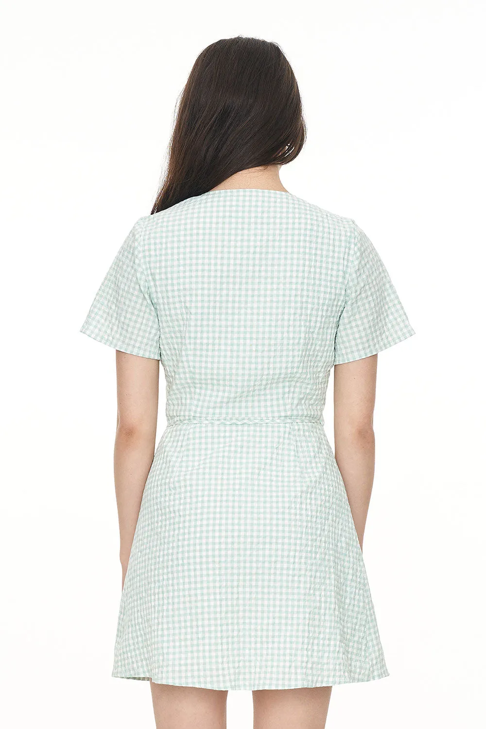 CATALINA WRAP MINI DRESS - MINT/CHALK