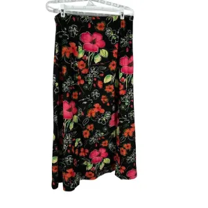 Coldwater Creek Womens Floral A-Line Skirt Black/Red Size PL Petite