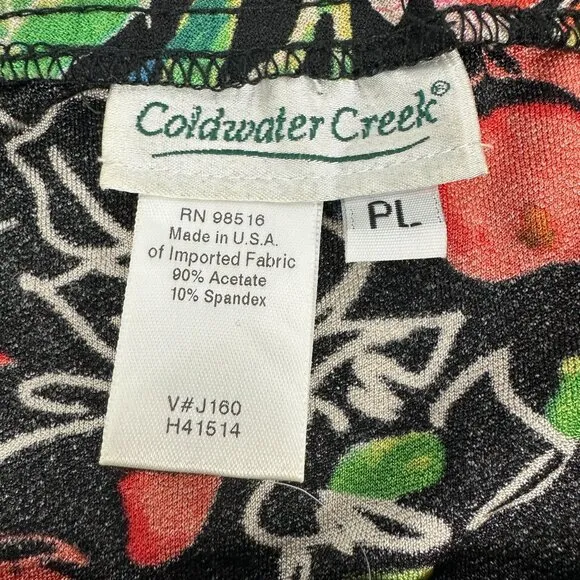 Coldwater Creek Womens Floral A-Line Skirt Black/Red Size PL Petite