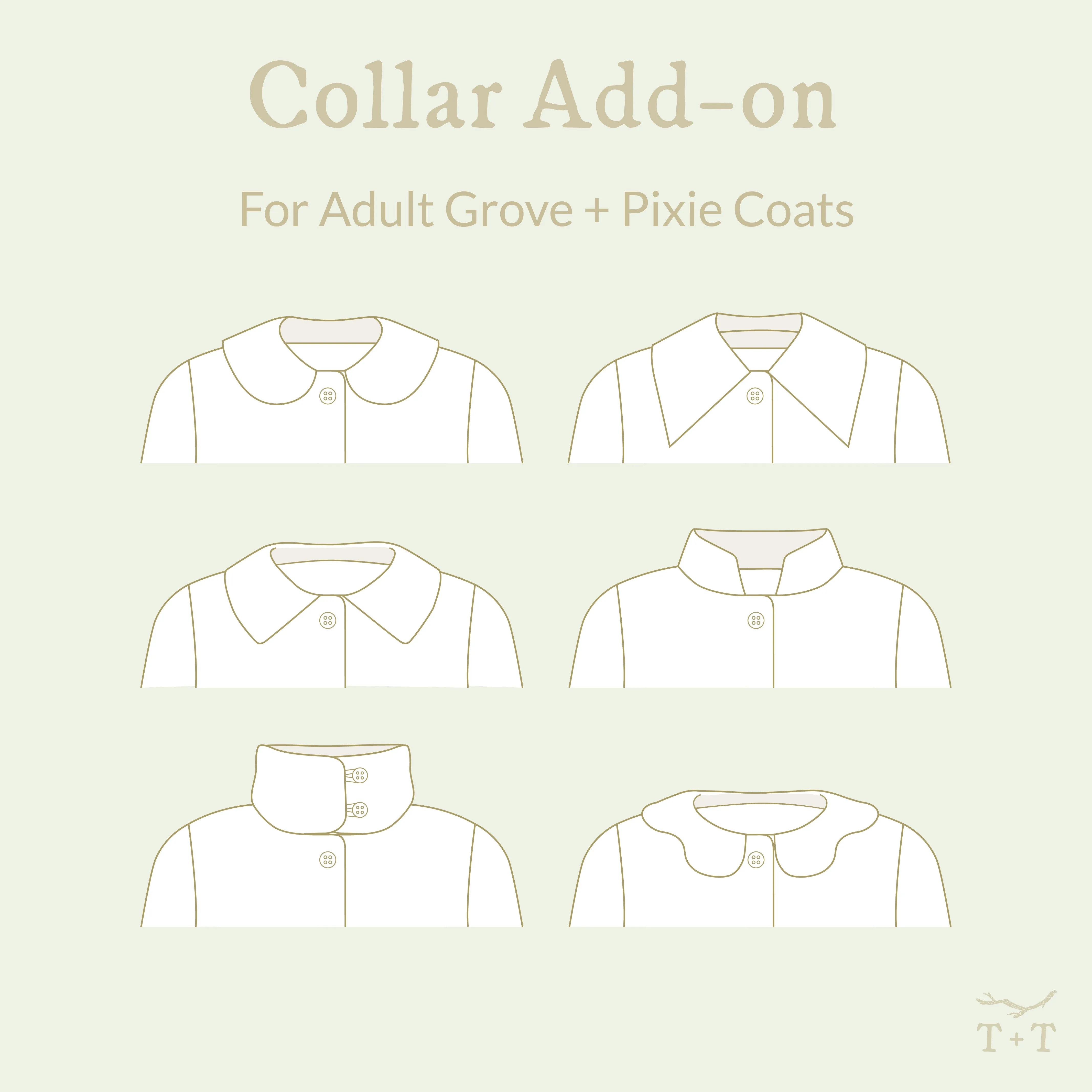 Collars Add-on Sewing Pattern - Adult ~ for Grove   Pixie Coats