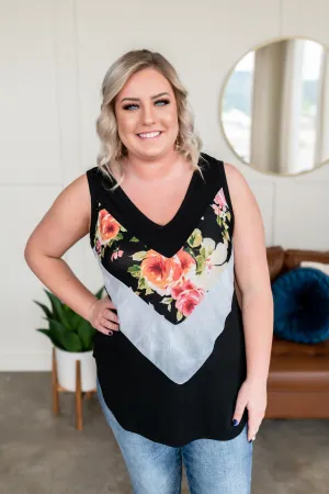 Color Coded Floral/Tie Dye Sleeveless Top