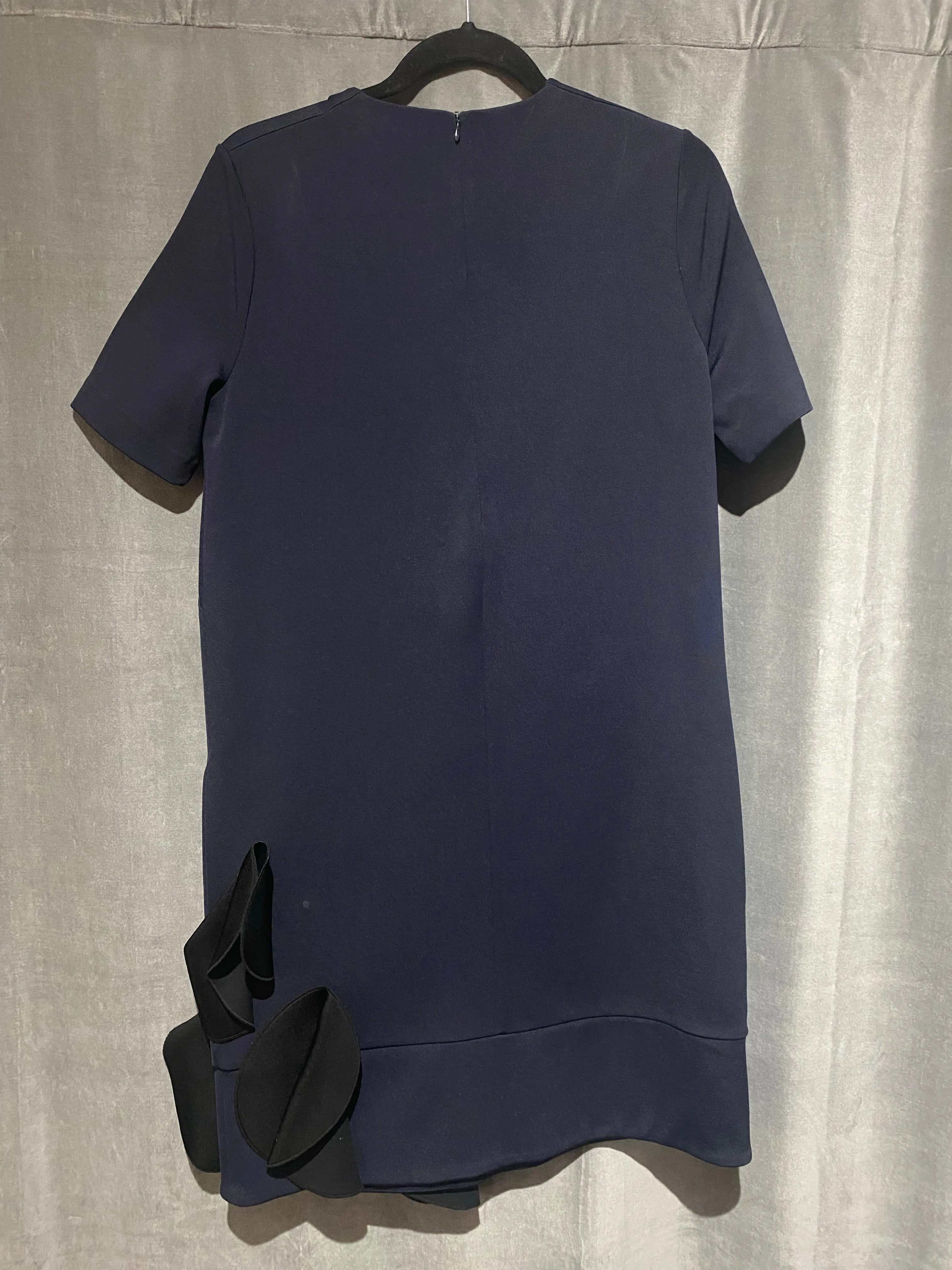 COS Navy Short Sleeve A Line Shift Dress with Black Applique