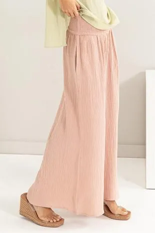 Cruise Control Gauze Wide Leg Pant - Mauve