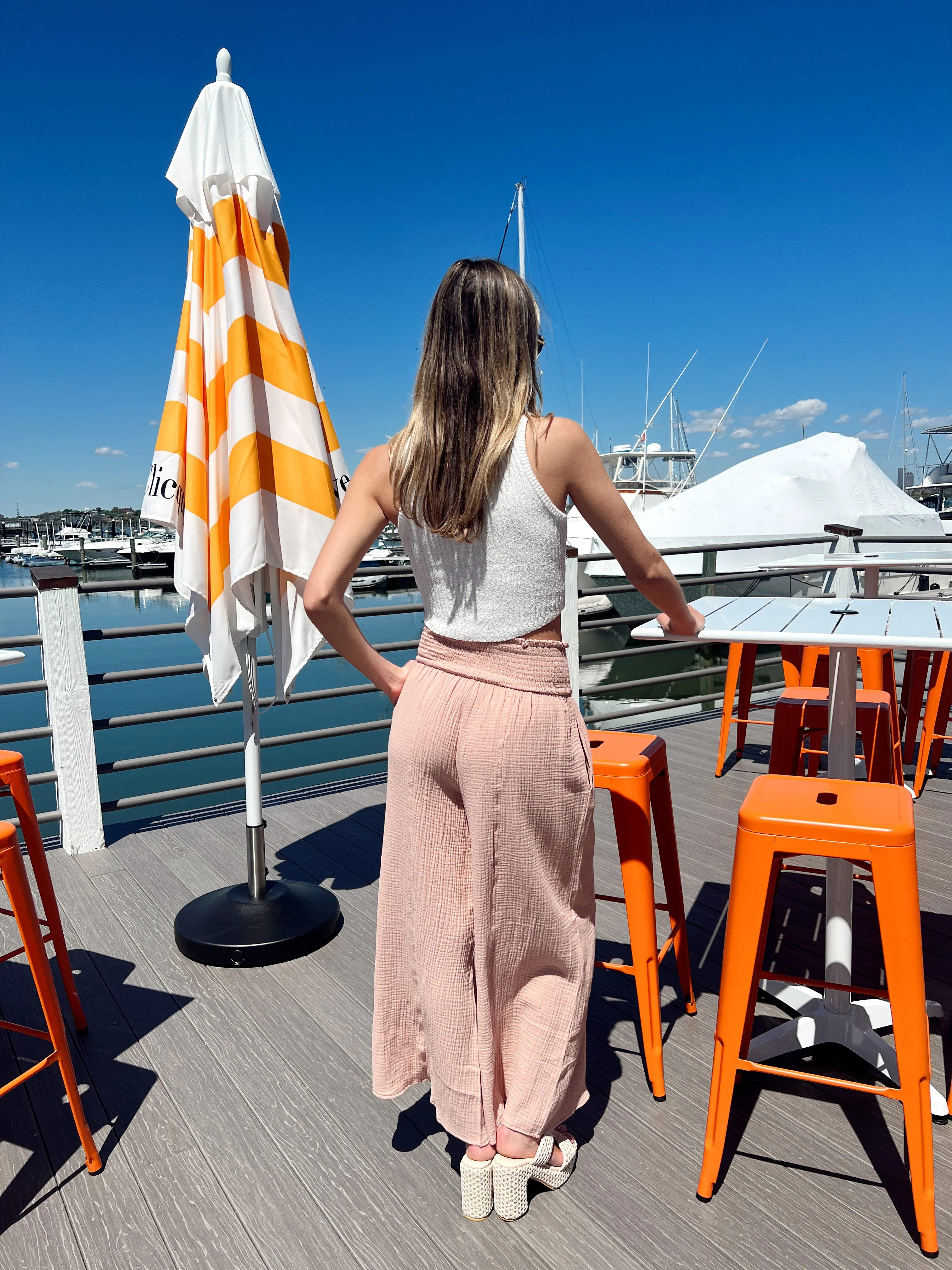 Cruise Control Gauze Wide Leg Pant - Mauve