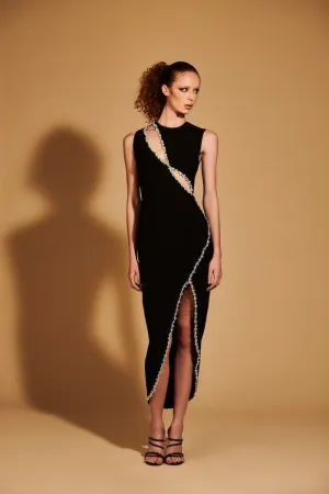 Cut Out Crystal Wrap Dress