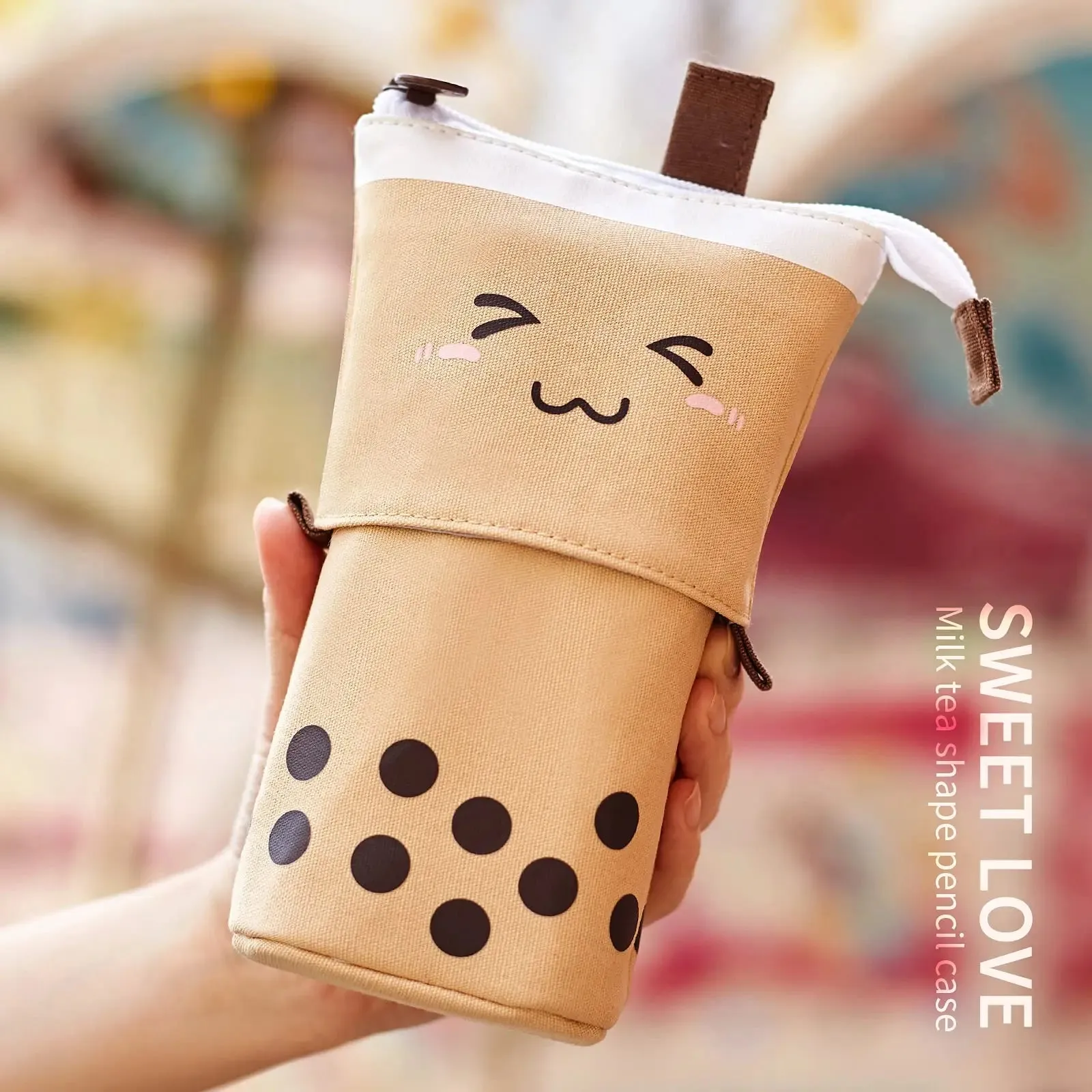 Cute Standing Milk Tea Pencil Case