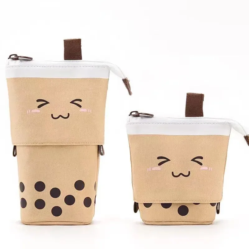 Cute Standing Milk Tea Pencil Case