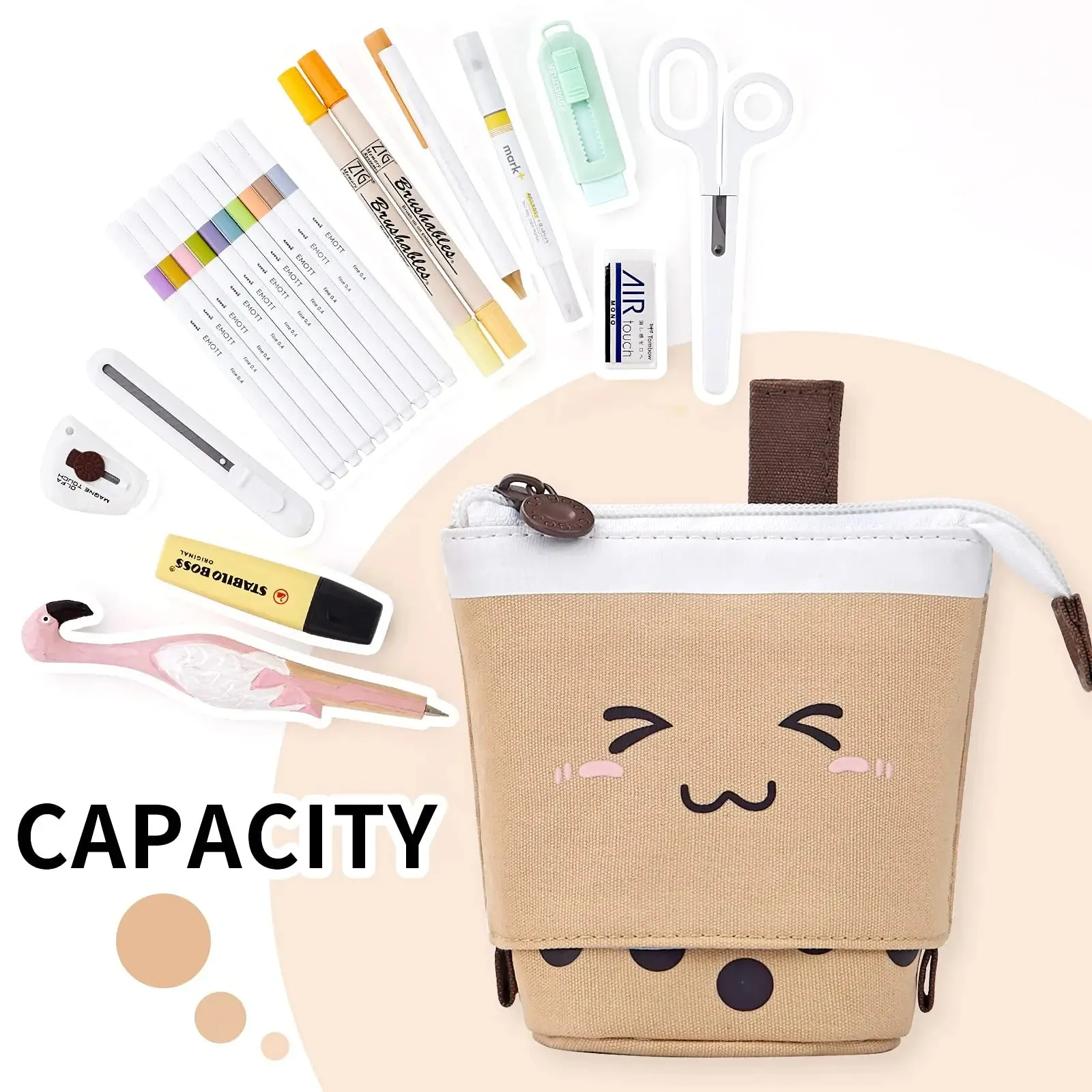 Cute Standing Milk Tea Pencil Case
