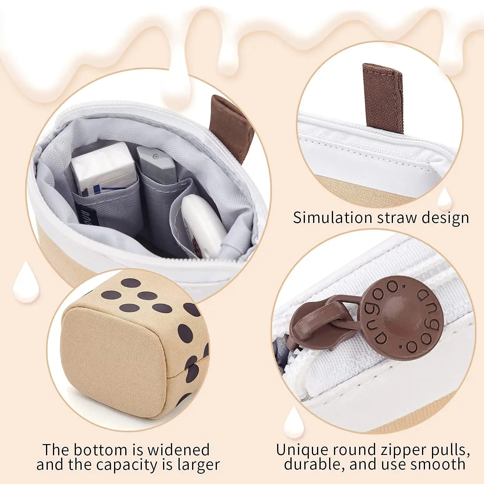 Cute Standing Milk Tea Pencil Case