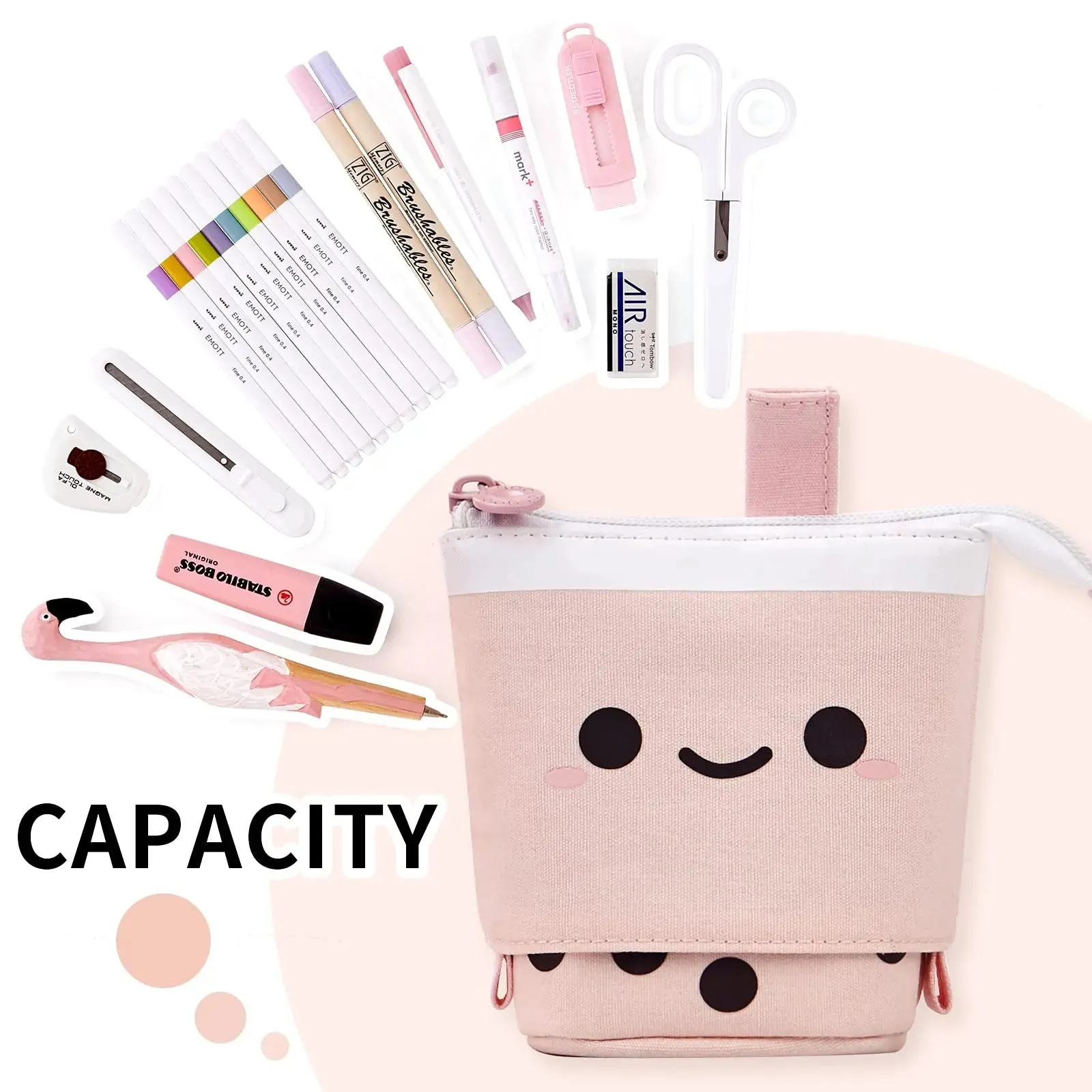 Cute Standing Milk Tea Pencil Case
