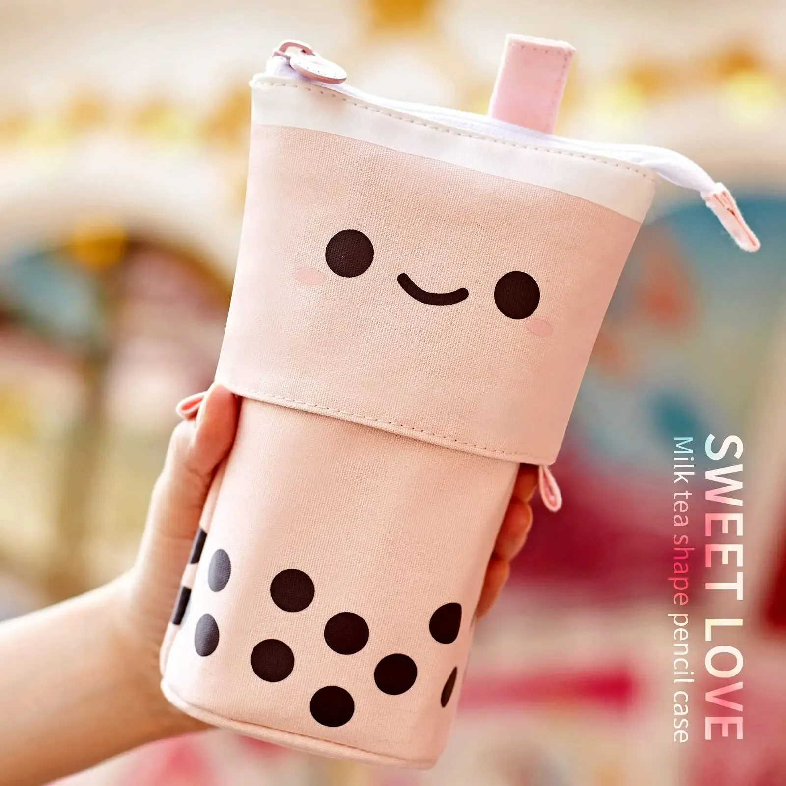 Cute Standing Milk Tea Pencil Case